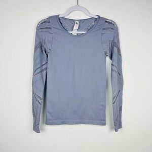 Fabletics Isabella Seamless Gray/Purple Long Sleeved Athletic Shirt Size XS